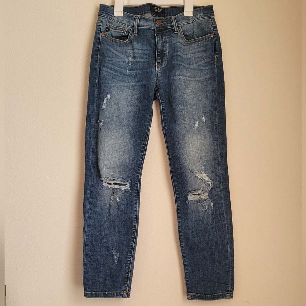 Judy Blue Los Angeles Relaxed Fit Jeans Size 11/30 Distressed JB8271DK Medium